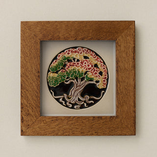 Rookwood 8x8 Russet fall art tile in a golden oak wood frame