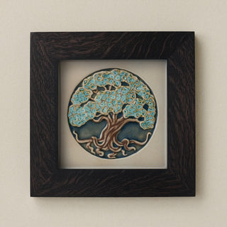 Rookwood 8x8 Silverwood winter art tile in a black ebony wood frame