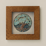Rookwood 8x8 Silverwood winter art tile in a golden oak wood frame