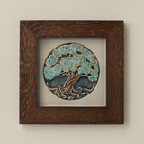 Rookwood 8x8 Silverwood winter art tile in a dark walnut wood frame