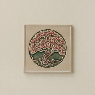 Rookwood 8x8 Bramble art tile featuring a cherry blossom tree in spring, unframed