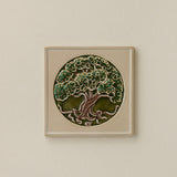 Rookwood 8x8 Tree of Life Grove art tile in the summer colorway, unframed