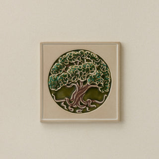 Rookwood 8x8 Tree of Life Grove art tile in the summer colorway, unframed