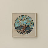 Rookwood 8x8 Silverwood art tile featuring icy blue winter foliage, unframed