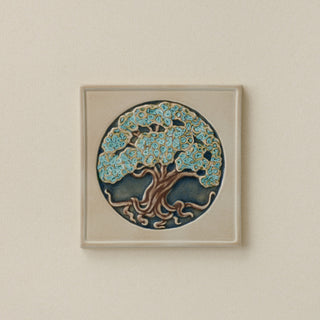 Rookwood 8x8 Silverwood art tile featuring icy blue winter foliage, unframed