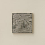 Gray Rookwood City Scene art tile featuring Union Terminal in Cincinnati, unframed