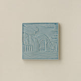 Blue Rookwood City Scene art tile featuring Union Terminal in Cincinnati, unframed