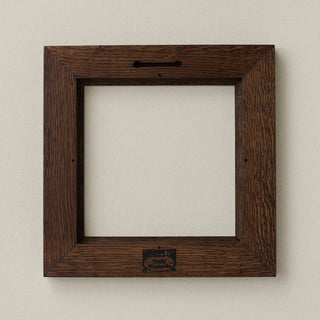 Back of Rookwood 8x8 dark walnut Craftsman tile frame showing construction and hanging slot