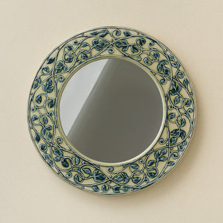 Hand-thrown and hand-glazed ceramic wall mirror by Rookwood Pottery