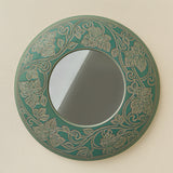 Hand-thrown and hand-glazed ceramic wall mirror by Rookwood Pottery