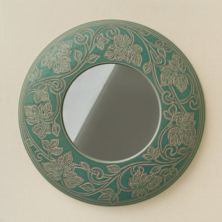 Hand-thrown and hand-glazed ceramic wall mirror by Rookwood Pottery