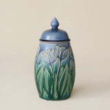 Hand-thrown and hand-glazed ceramic canister by Rookwood Pottery