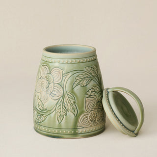 Close-up details of the one-of-a-kind canister.