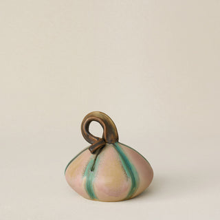 Hand-thrown and hand-glazed ceramic pumpkin by Rookwood Pottery