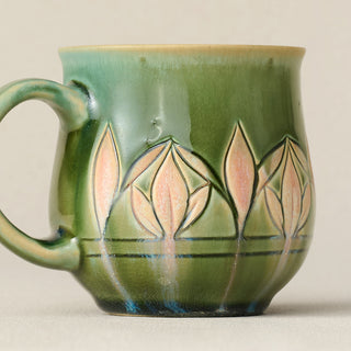 Close-up details of the one-of-a-kind mug.