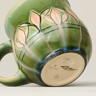 Close-up details of the one-of-a-kind mug.