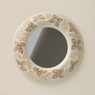 Hand-thrown and hand-glazed ceramic mirror by Rookwood Pottery