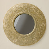 Hand-thrown and hand-glazed ceramic mirror by Rookwood Pottery