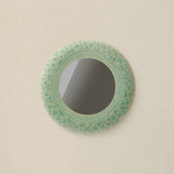 Hand-thrown and hand-glazed ceramic mirror by Rookwood Pottery