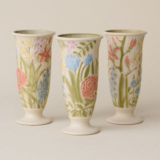 Floral Trumpet Vase, Hand-Painted