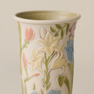 Floral Trumpet Vase, Hand-Painted