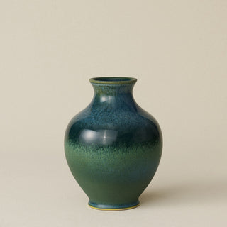 The Boule Vase by Tammy Maloney with expressive, layered glazes.