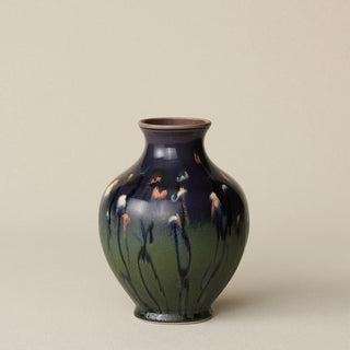The Boule Vase by Tammy Maloney with expressive, layered glazes.