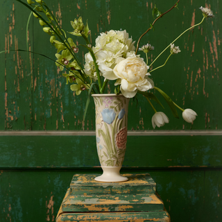 Floral Trumpet Vase, Hand-Painted